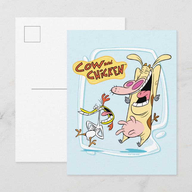 Cartão Postal Vaca e Galinha Rindo Gráfico (Frente/Verso)