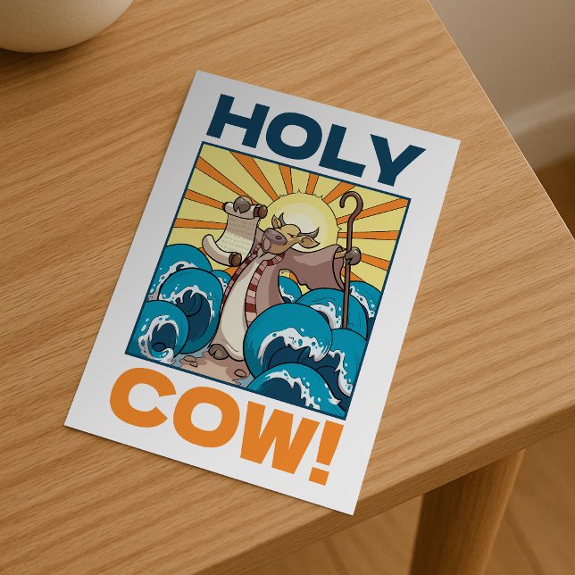 Cartão Postal Vaca engraçada Vaca sagrada! Trocadilho visual des (Criador carregado)