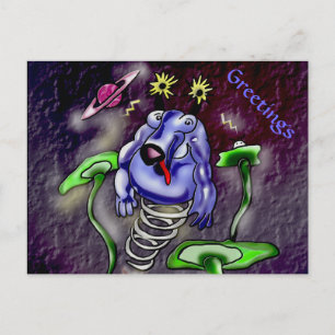 Cartão Postal Vaca espacial voando no espaço