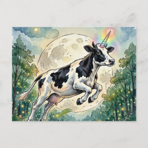 Cartão Postal Vaca Leiteira Unicórnio e a Lua