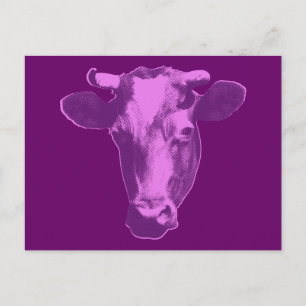 Cartão Postal Vaca Pop Art Rosa e Roxo