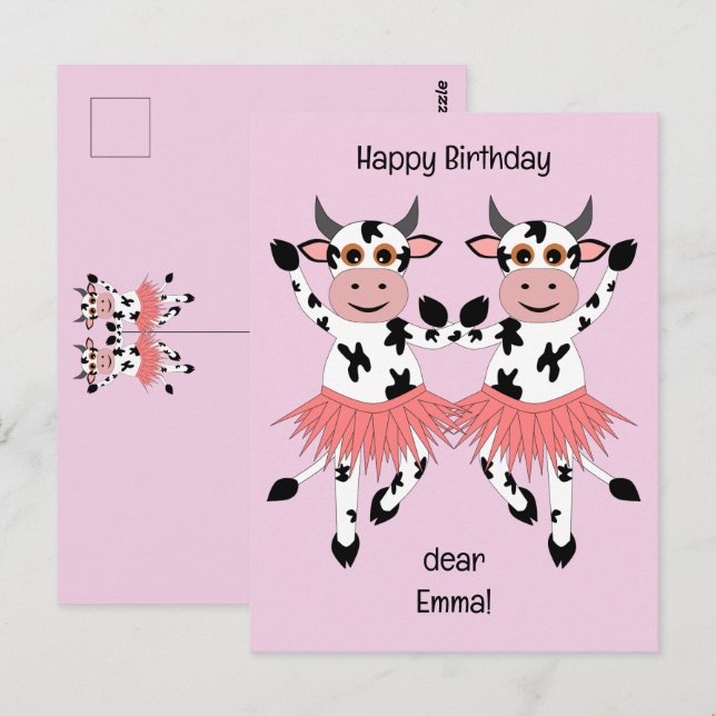 Cartão Postal Vacas dançantes bonitas e engraçadas (Frente/Verso)