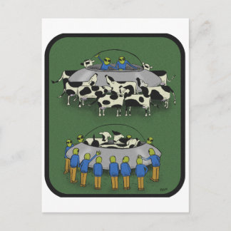 Cartão Postal vacas e aliens