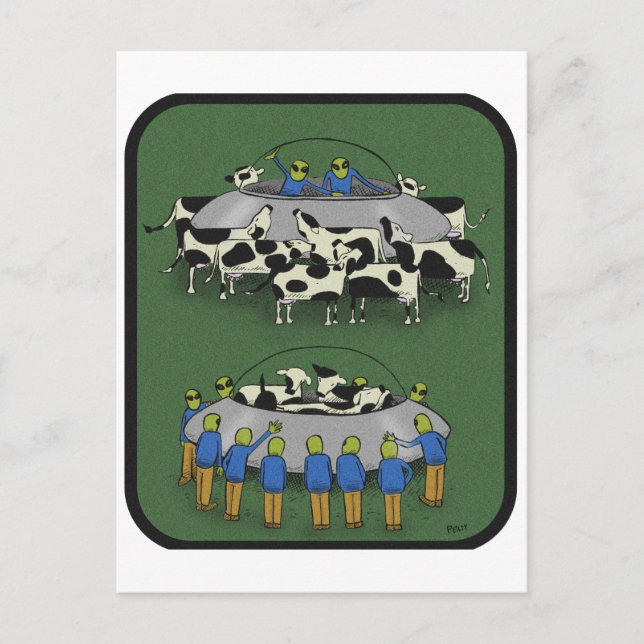 Cartão Postal vacas e aliens (Frente)