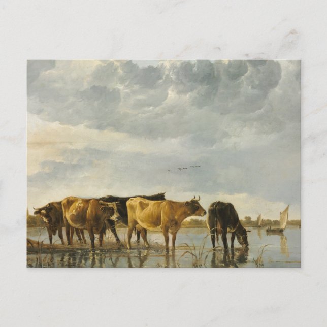 Cartão Postal Vacas em um rio Aelbert Cuyp (Frente)