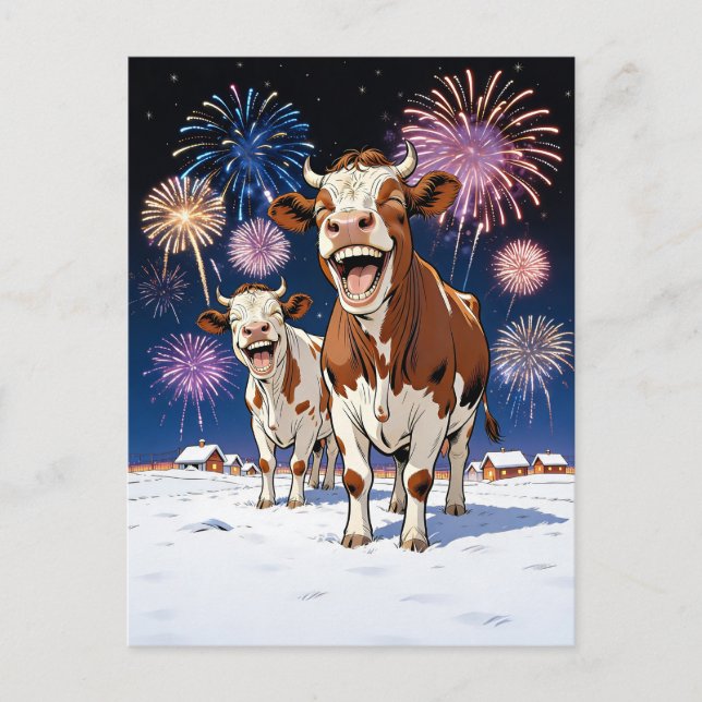 Cartão Postal vacas engraçadas (Frente)