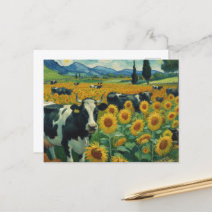 Cartão Postal Vacas negras vestes a Faux Van Gogh