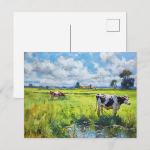 Cartão Postal Vacas Pastando às Margens do Rio Havel