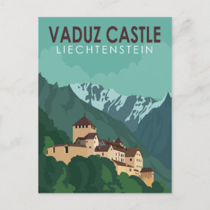 Cartão Postal Vaduz Castle Liechtenstein Viagem Vintage Art
