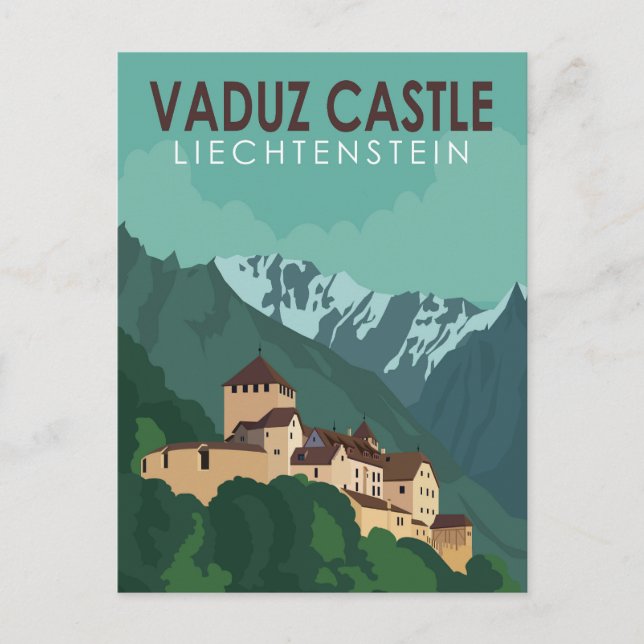 Cartão Postal Vaduz Castle Liechtenstein Viagem Vintage Art (Frente)