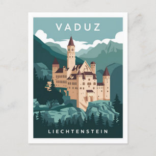 Cartão Postal Vaduz Castle Viagens vintage de Liechtenstein