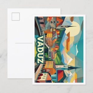 Cartão Postal Vaduz Liechtenstein Viagem artístico colorido