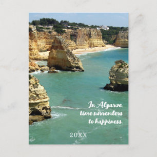 Cartão Postal Vagas de praia em Algarve em Portugal