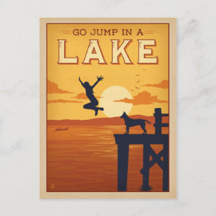 Cartão Postal Vai saltar em um lago