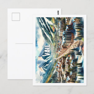 Cartão Postal Vail Colorado USA Familiar Viagem Place watercolor
