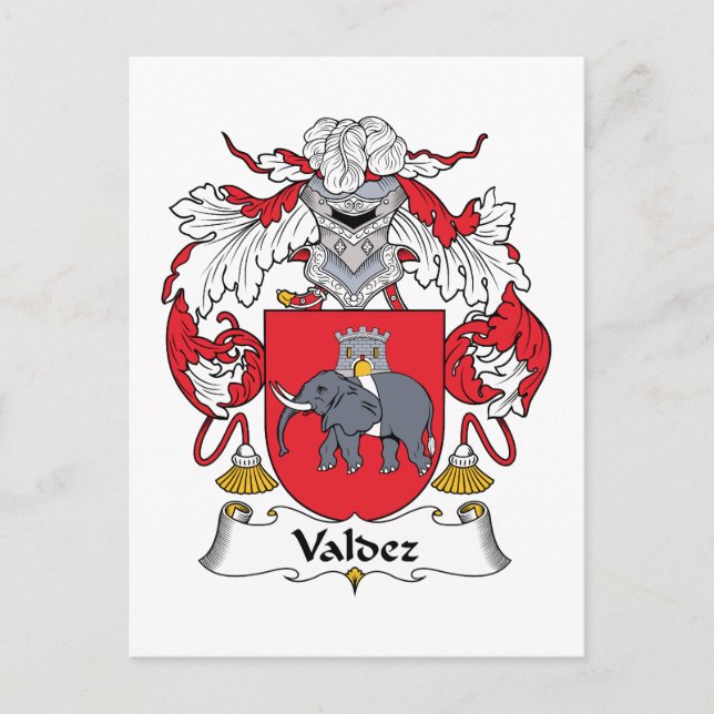 Cartão Postal Valdez Family Crest (Frente)