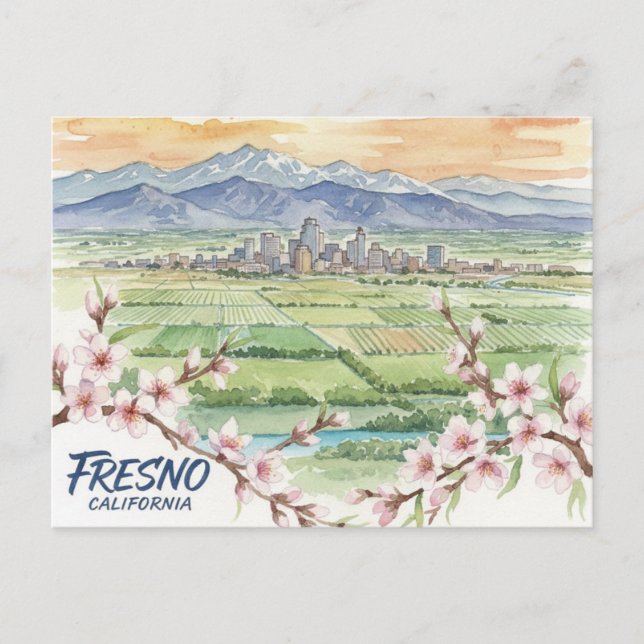 Cartão Postal Vale Central de Fresno Califórnia (Frente)