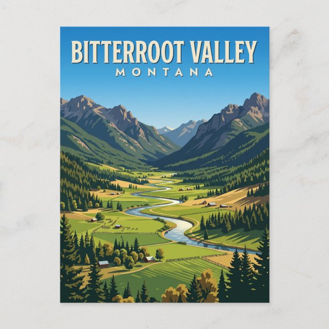 Cartão Postal Vale de Bitterroot Montana (Frente)