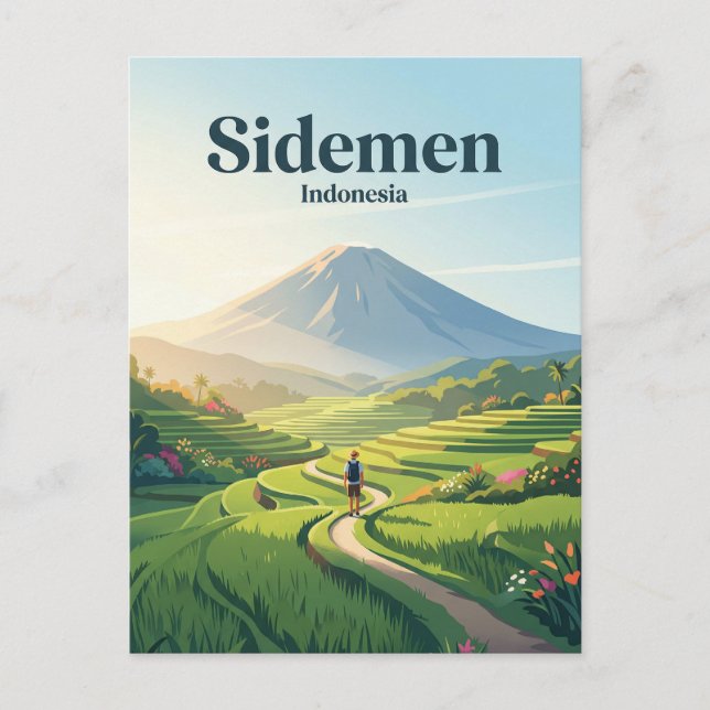 Cartão Postal Vale de Sidemen Indonésia (Frente)