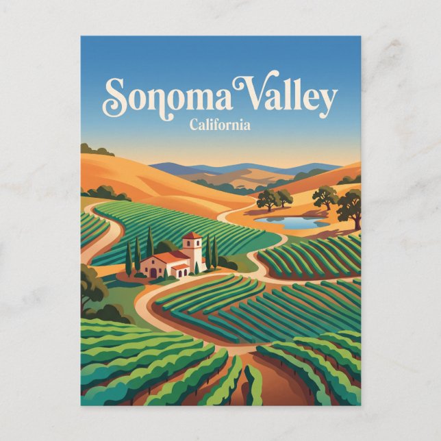 Cartão Postal Vale de Sonoma Califórnia (Frente)