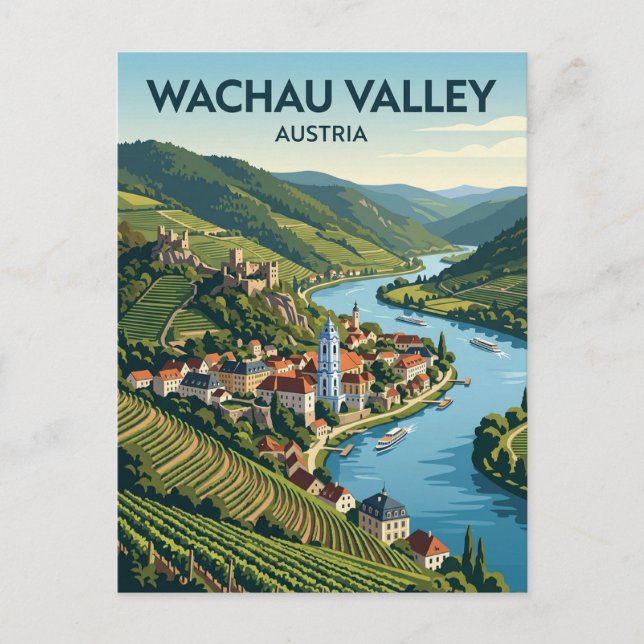 Cartão Postal Vale de Wachau Áustria (Frente)
