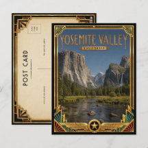 Vale de Yosemite Califórnia Arte Deco Dourado Vint