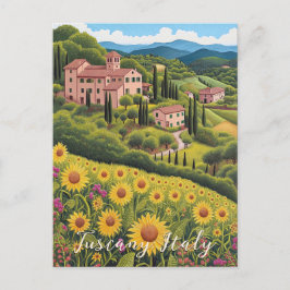 Cartão Postal Vale do Girassol da Toscana | Itália Viagem | Arte