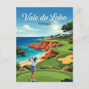 Cartão Postal Vale do Lobo Portugal, golfista