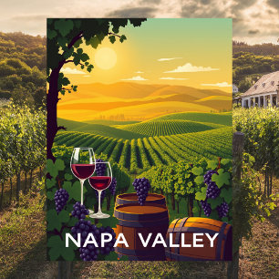 Cartão Postal Vale do Napa, Califórnia Viagem Vinícola Antigo
