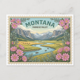 Cartão Postal Vale do Paraíso Montana Rio Yellowstone Vintage 