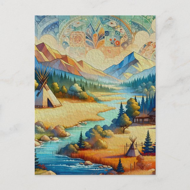 Cartão Postal Vale Sagrado - Paisagem Tribal Americana Nativa (Frente)