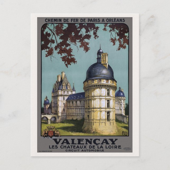 Cartão Postal Valençay France Poster vintage 1926 (Frente)