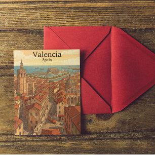 Cartão Postal Valência Colorida Espanha Viagem Vintage