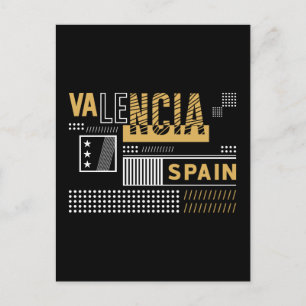 Cartão Postal Valência Espanha Tipografia Moderna Desenho de Via