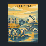 Cartão Postal Valencia Spain Vintage - Minimalist Colorful<br><div class="desc">Whether you’re a world traveler, an expat missing the Turia Gardens, or a lover of mid-century modern decor, this colorful Valencia postcard is the perfect statement piece. Featuring a clean, flat-design aesthetic and a sun-drenched palette, it evokes the warmth of the Costa Blanca. Ideal for a gallery wall, a modern...</div>