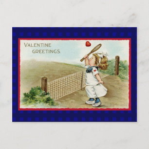 Cartão Postal Valentine de Tênis Vintage c/ Cópia de Roupa de Tê