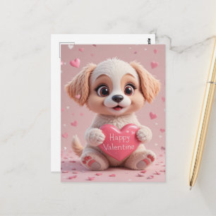 Cartão Postal Valentine do Cachorrinho Fofo Amor de Cachorro Ado