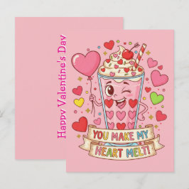 Cartão Postal Valentine Personalizado de Milkshake Fofo para Sal