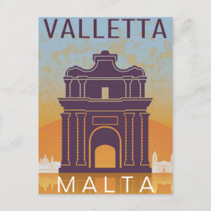 Cartão Postal Valletta Malta Viagem Vintage ilha mediterrâneo