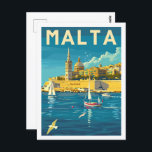 Cartão Postal Valletta Malta Vintage Familiar Viagem<br><div class="desc">Valletta Malta Vintage Familiar Viagem</div>