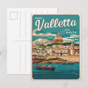 Cartão Postal Valletta Vintage, lembranças de viagem e presentes