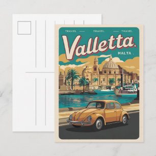 Cartão Postal Valletta Vintage, lembranças de viagem e presentes