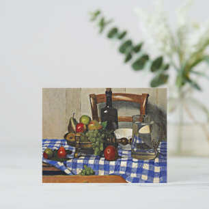 Cartão Postal Vallotton: Vida Estática com Tablecloth Blue Check
