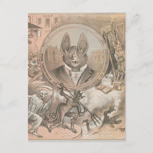 Cartão Postal Vamire Bat Portrait (Frente)