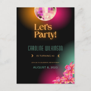 Cartão Postal Vamos Black Orange Neon aniversário de 40 anos