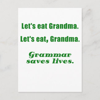 Cartão Postal Vamos Eat Grandma Grammar Salva Vidas