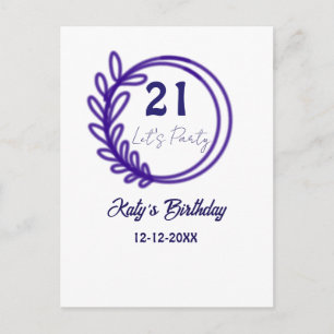 Cartão Postal VAMOS FESTEJAR 21º aniversário nome FLORAL RÓSEO C