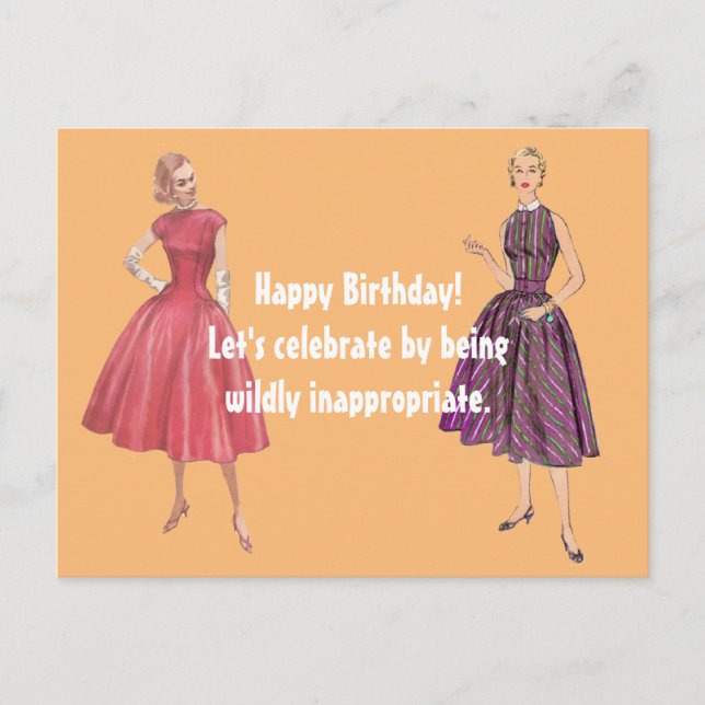 Cartão Postal Vamos Ficar Inadequados Para O Aniversário. (Frente)