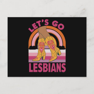 Cartão Postal Vamos Lá Lésbicas Mês do Orgulho LGBTQ Cowgirl