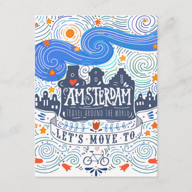 Cartão Postal Vamos Mover Para Amsterdã (Frente)